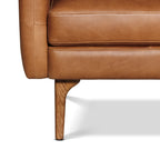 Fauteuil Lounge Mid-Century Moderne en Cuir Marron Fauve avec Séchage au Four