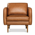 Fauteuil Lounge Mid-Century Moderne en Cuir Marron Fauve avec Séchage au Four