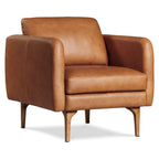 Fauteuil Lounge Mid-Century Moderne en Cuir Marron Fauve avec Séchage au Four