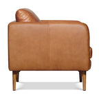Fauteuil Lounge Mid-Century Moderne en Cuir Marron Fauve avec Séchage au Four