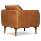Fauteuil Lounge Mid-Century Moderne en Cuir Marron Fauve avec Séchage au Four