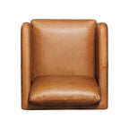 Fauteuil Lounge Mid-Century Moderne en Cuir Marron Fauve avec Séchage au Four