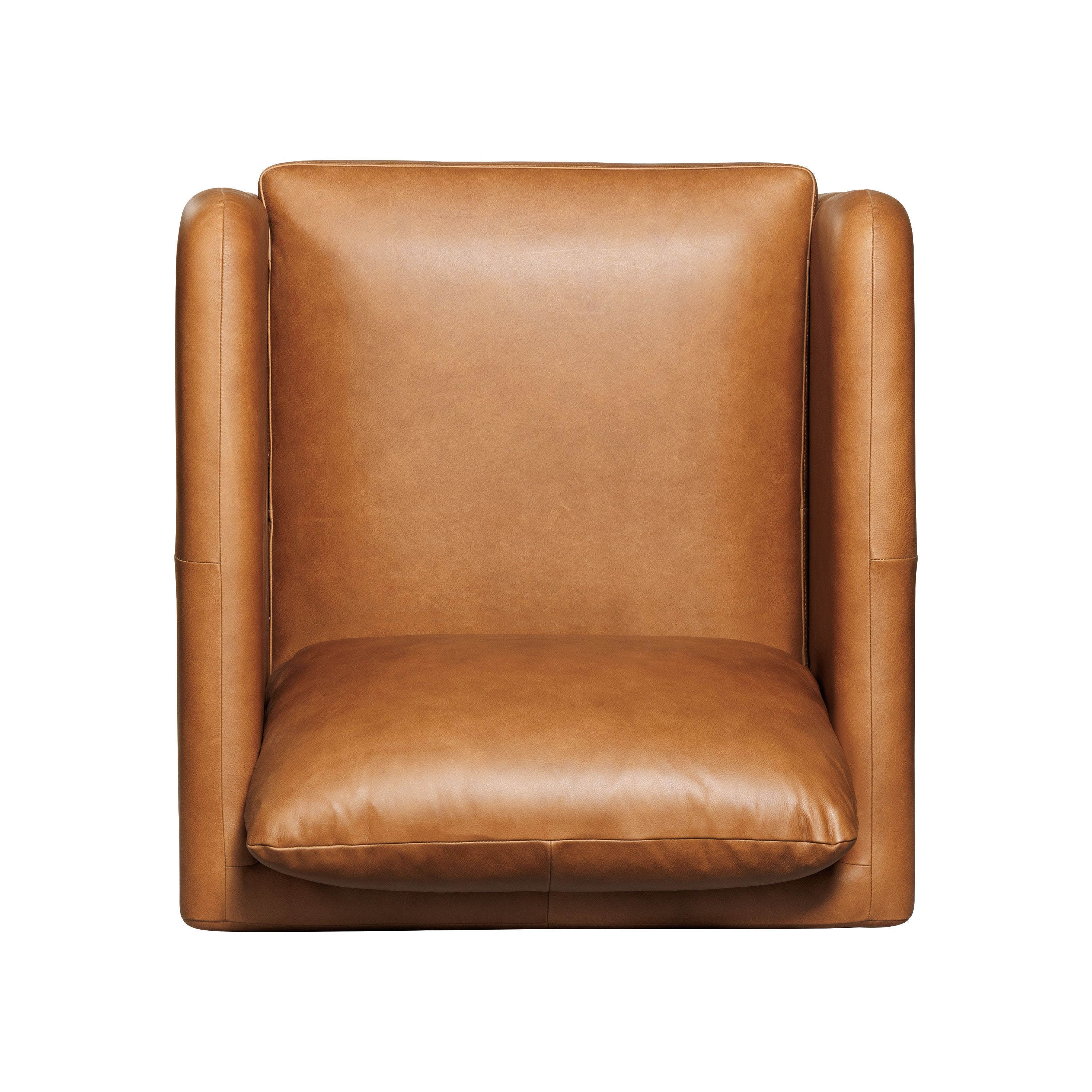 Mid-Century Modern Saddle Tan Leather Lounge Chair with Kiln-Dried