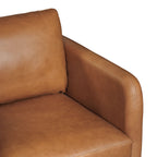 Fauteuil Lounge Mid-Century Moderne en Cuir Marron Fauve avec Séchage au Four