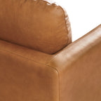 Fauteuil Lounge Mid-Century Moderne en Cuir Marron Fauve avec Séchage au Four