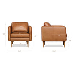 Fauteuil Lounge Mid-Century Moderne en Cuir Marron Fauve avec Séchage au Four