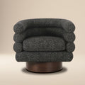 Modern Ebony Black Swivel Lounge Chair with Tufted Back