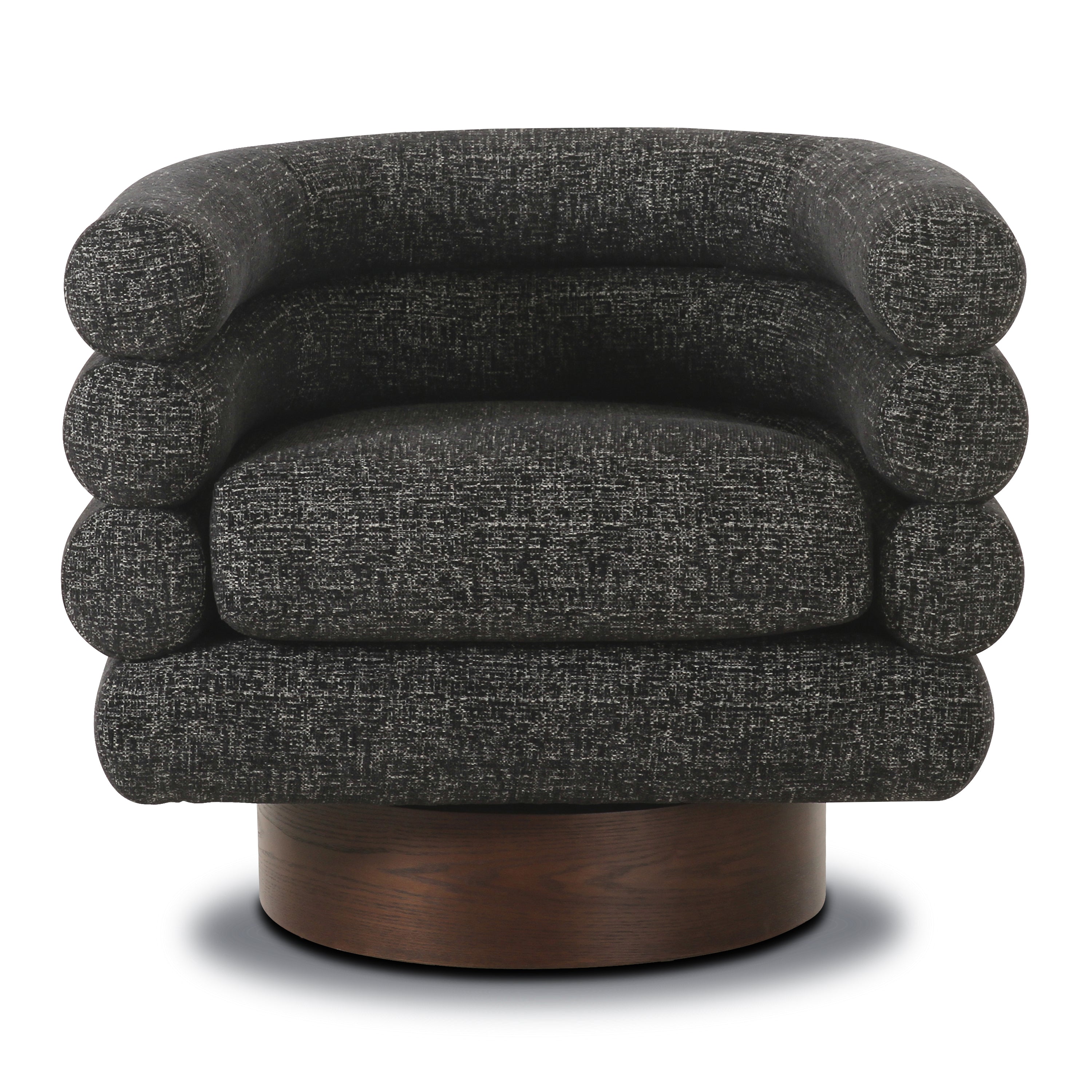 Modern Ebony Black Swivel Lounge Chair with Tufted Back
