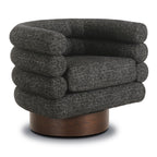 Fauteuil pivotant moderne en ébène noir avec dossier capitonné