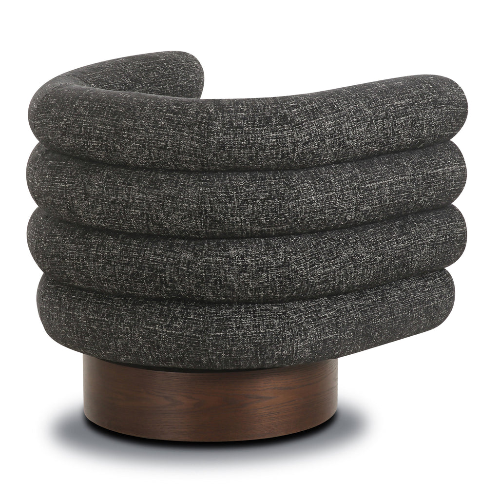 Modern Ebony Black Swivel Lounge Chair with Tufted Back