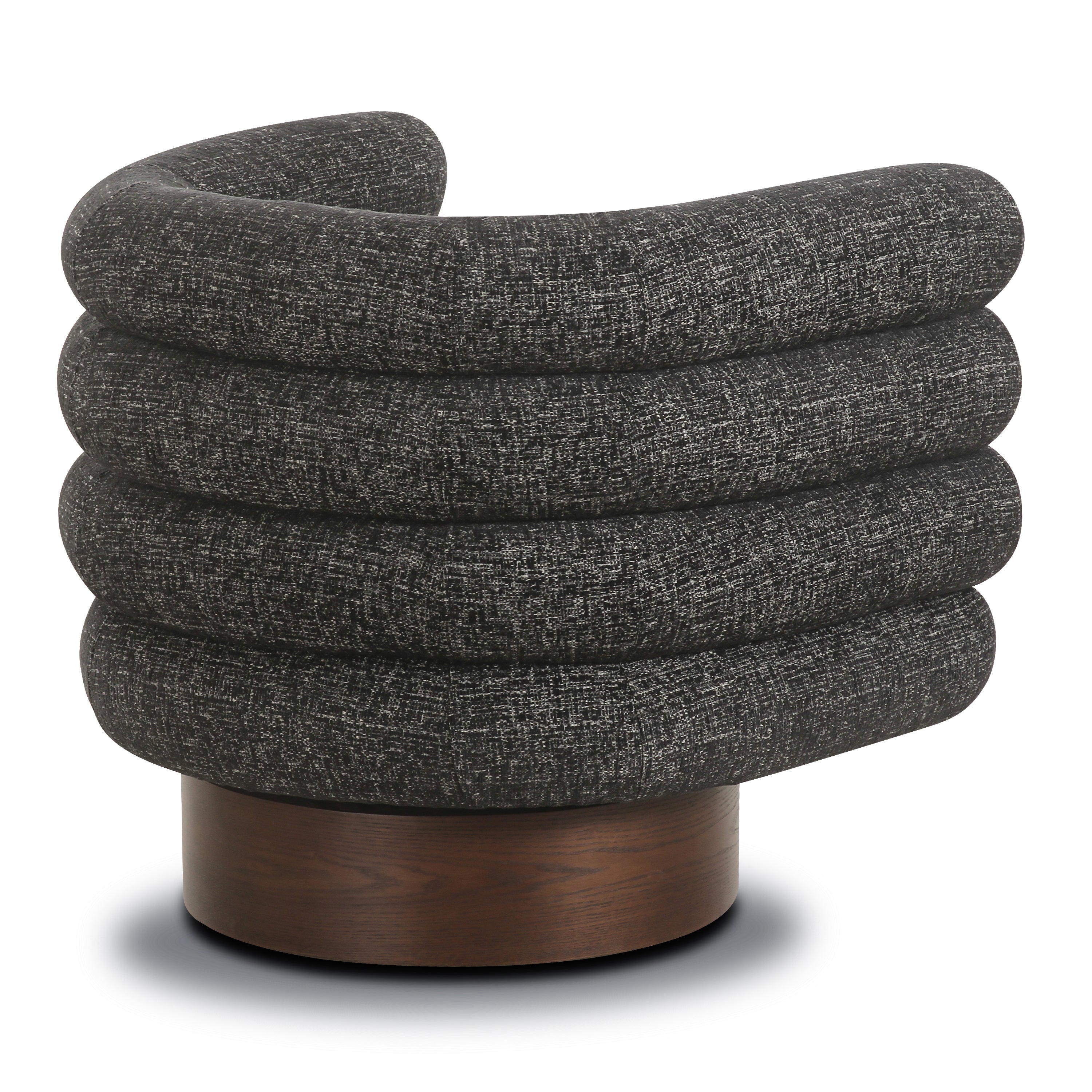 Modern Ebony Black Swivel Lounge Chair with Tufted Back