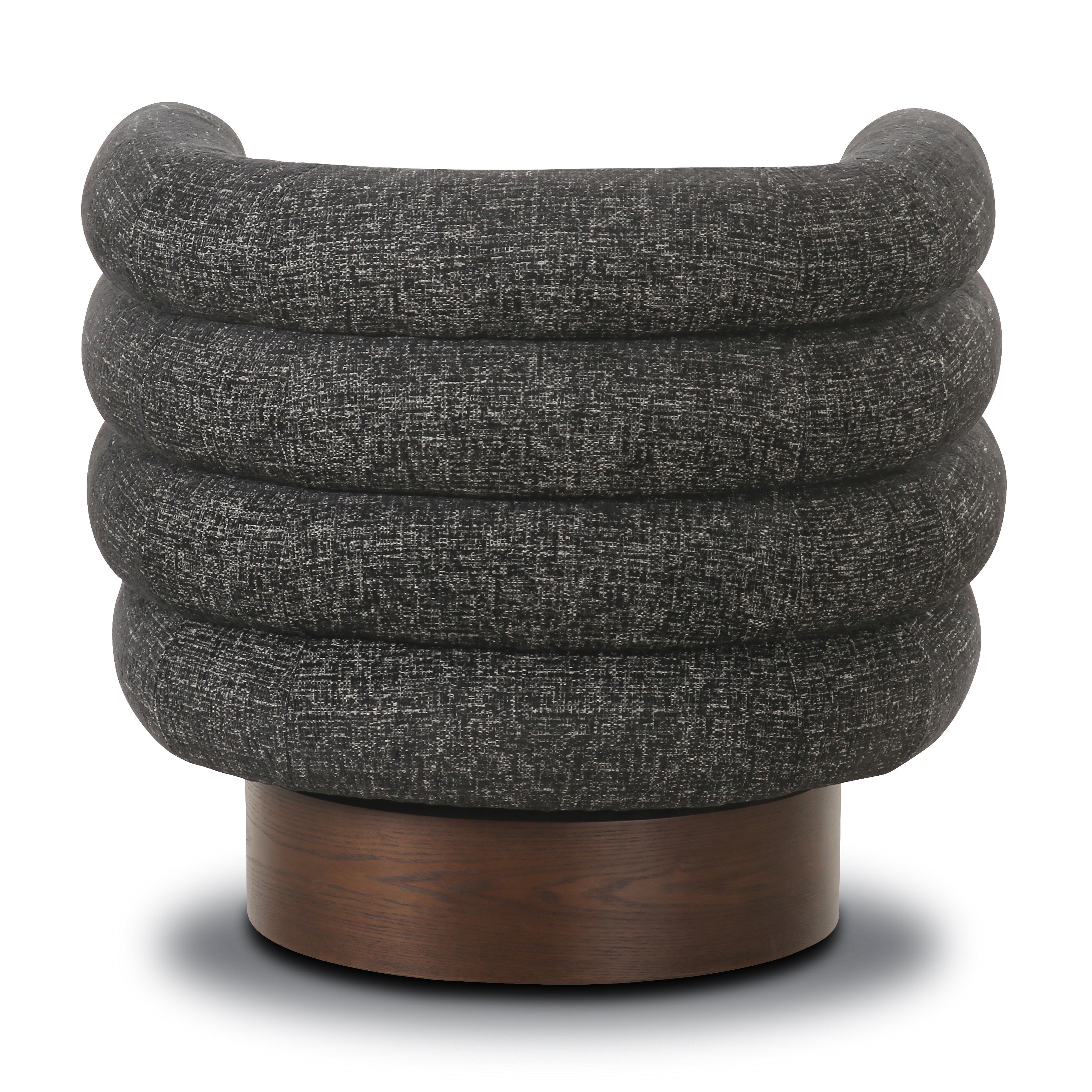 Modern Ebony Black Swivel Lounge Chair with Tufted Back
