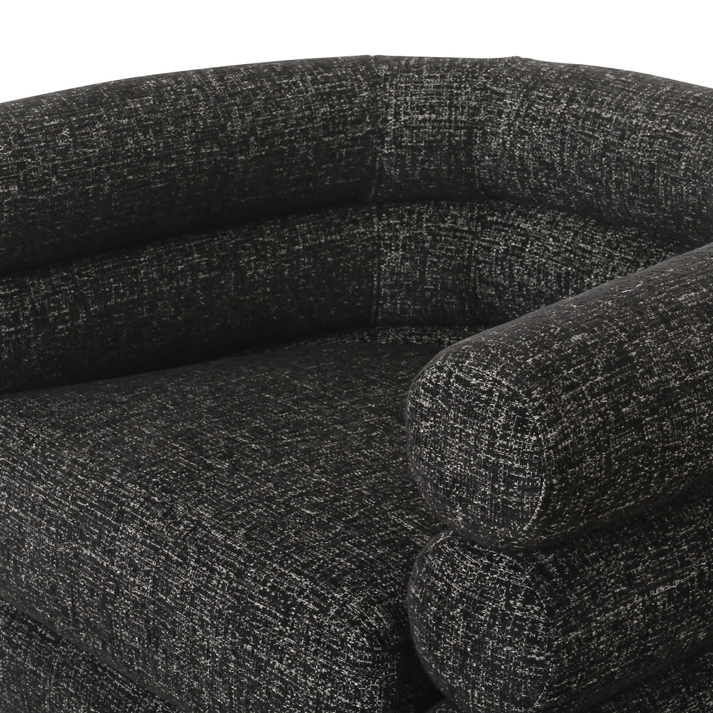 Modern Ebony Black Swivel Lounge Chair with Tufted Back