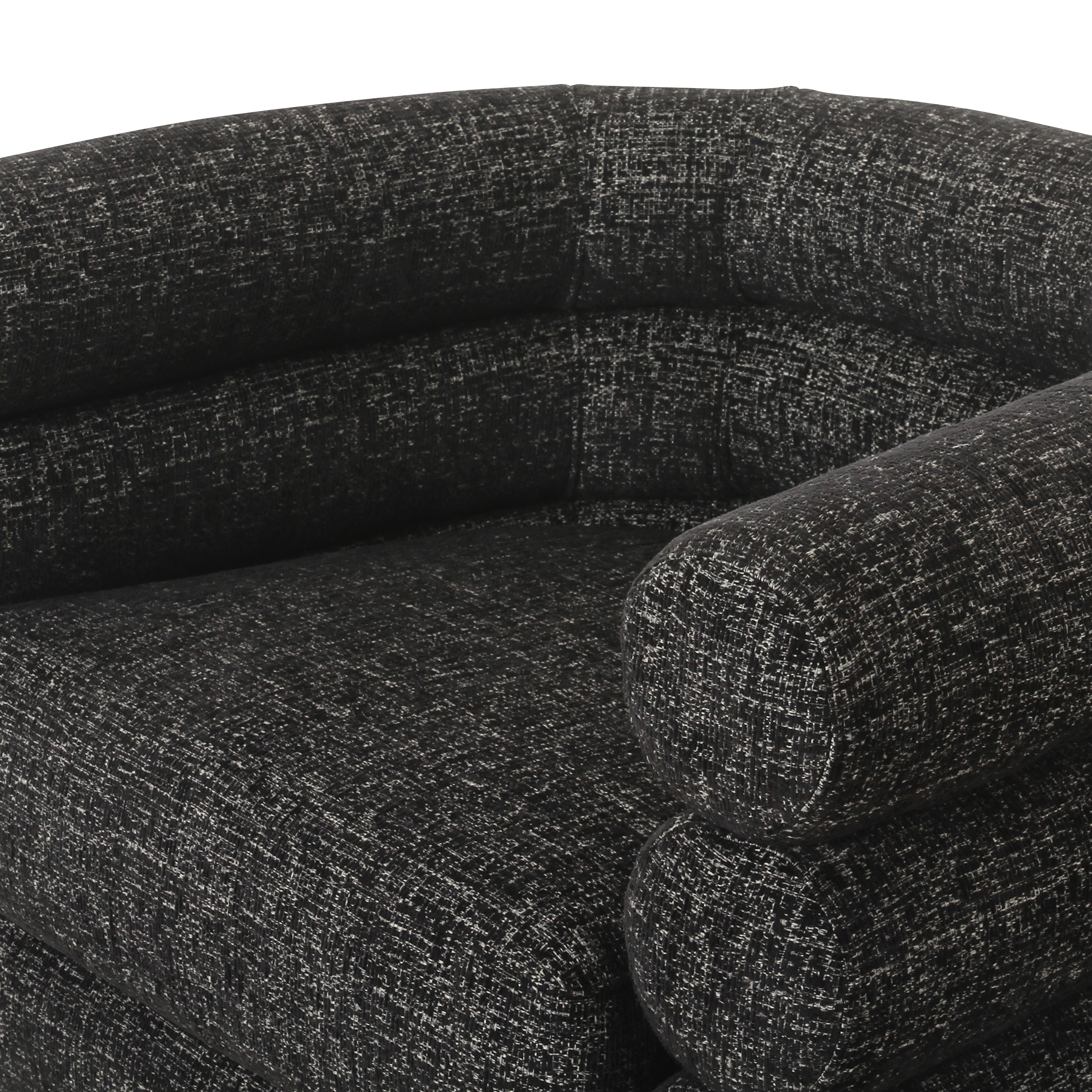 Modern Ebony Black Swivel Lounge Chair with Tufted Back