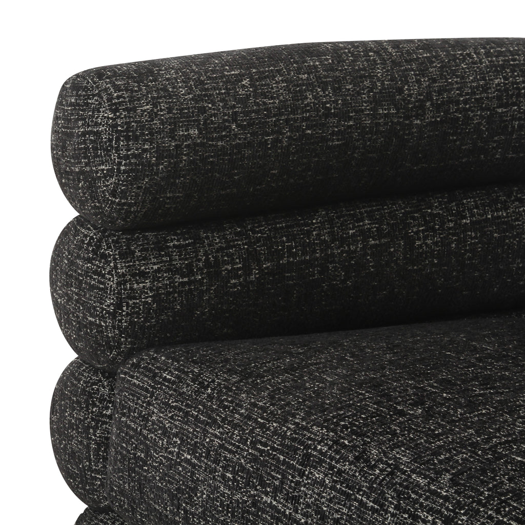 Modern Ebony Black Swivel Lounge Chair with Tufted Back