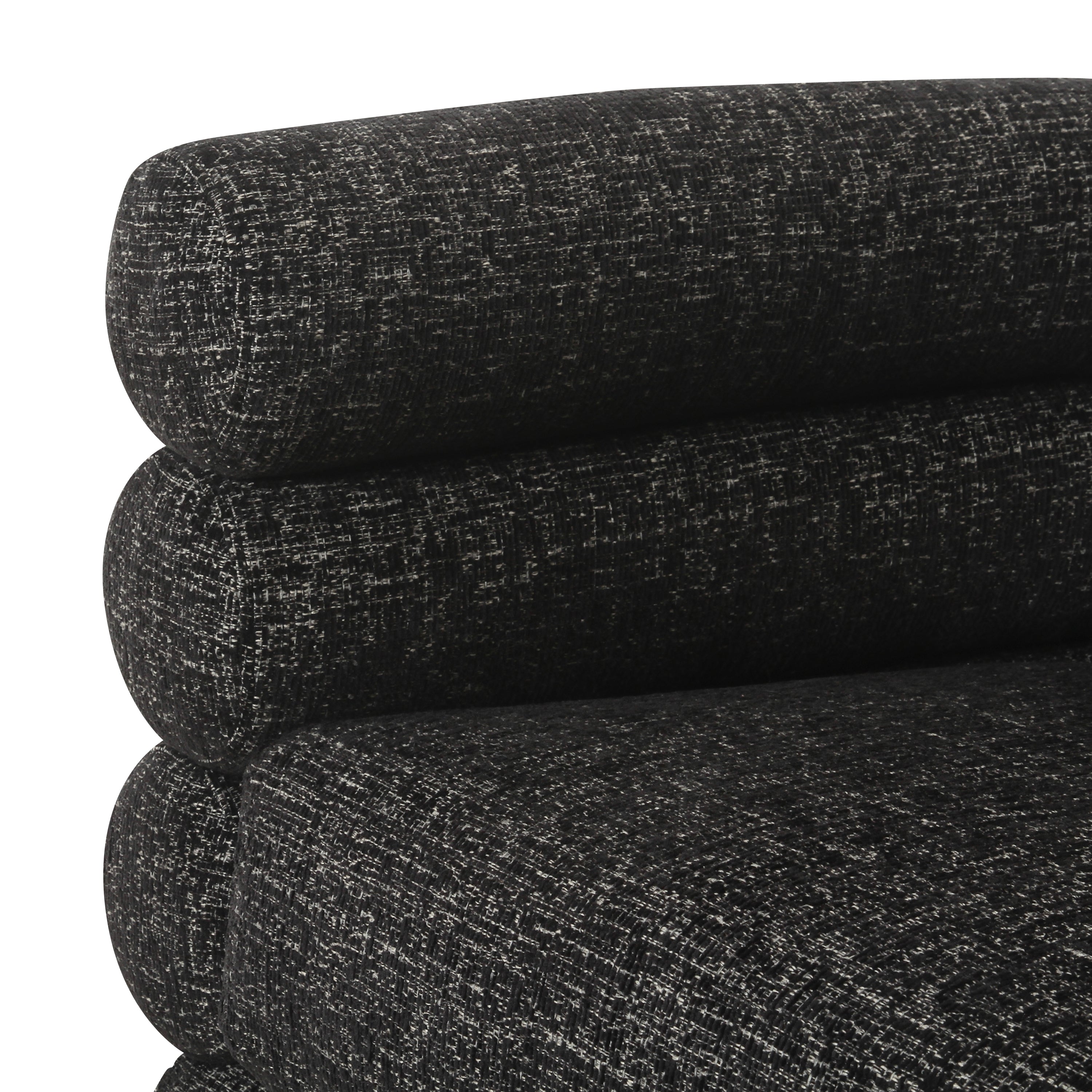 Modern Ebony Black Swivel Lounge Chair with Tufted Back