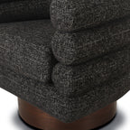 Fauteuil pivotant moderne en ébène noir avec dossier capitonné
