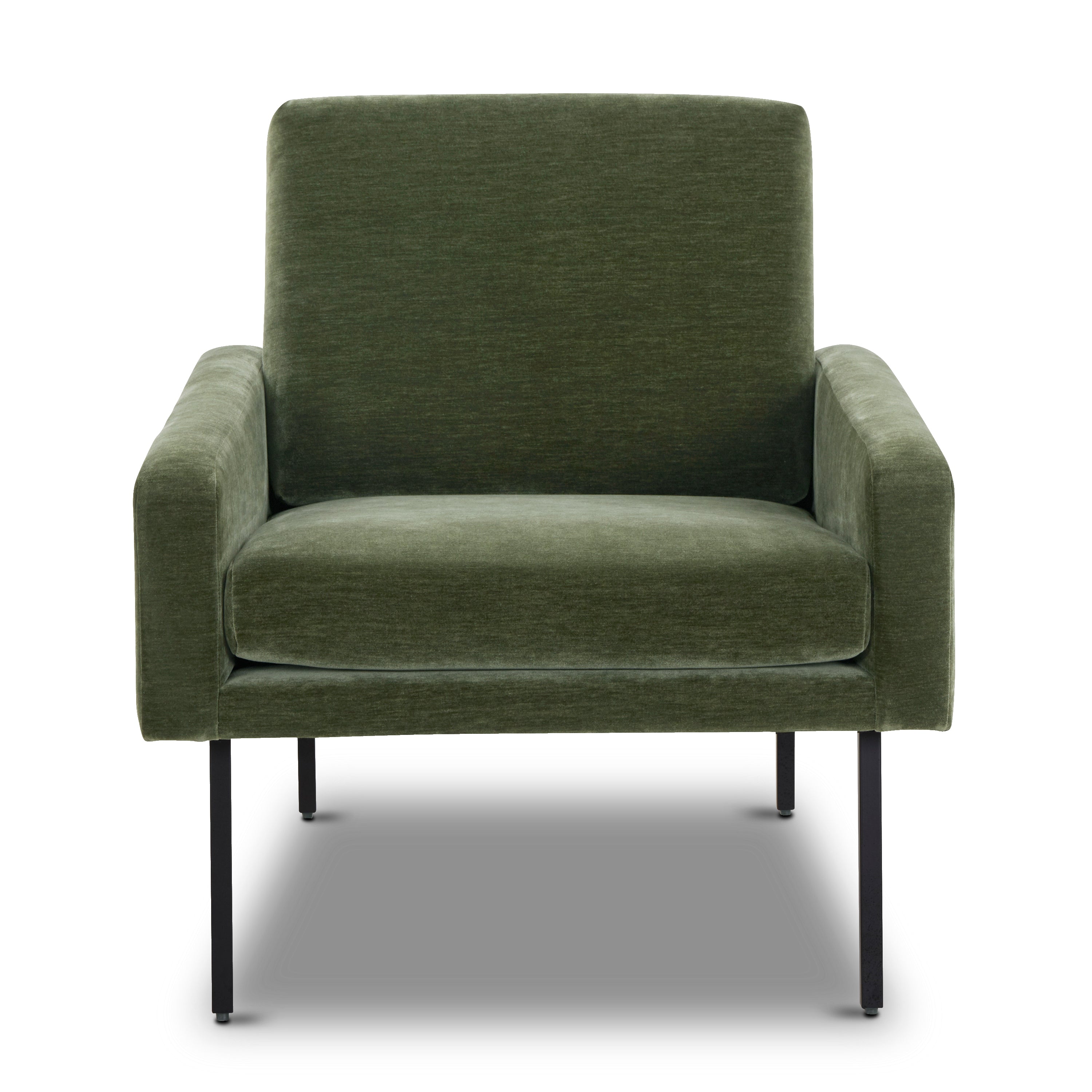 Mid-Century Modern Sagano Green Lounge Chair with Kiln-Dried Wood