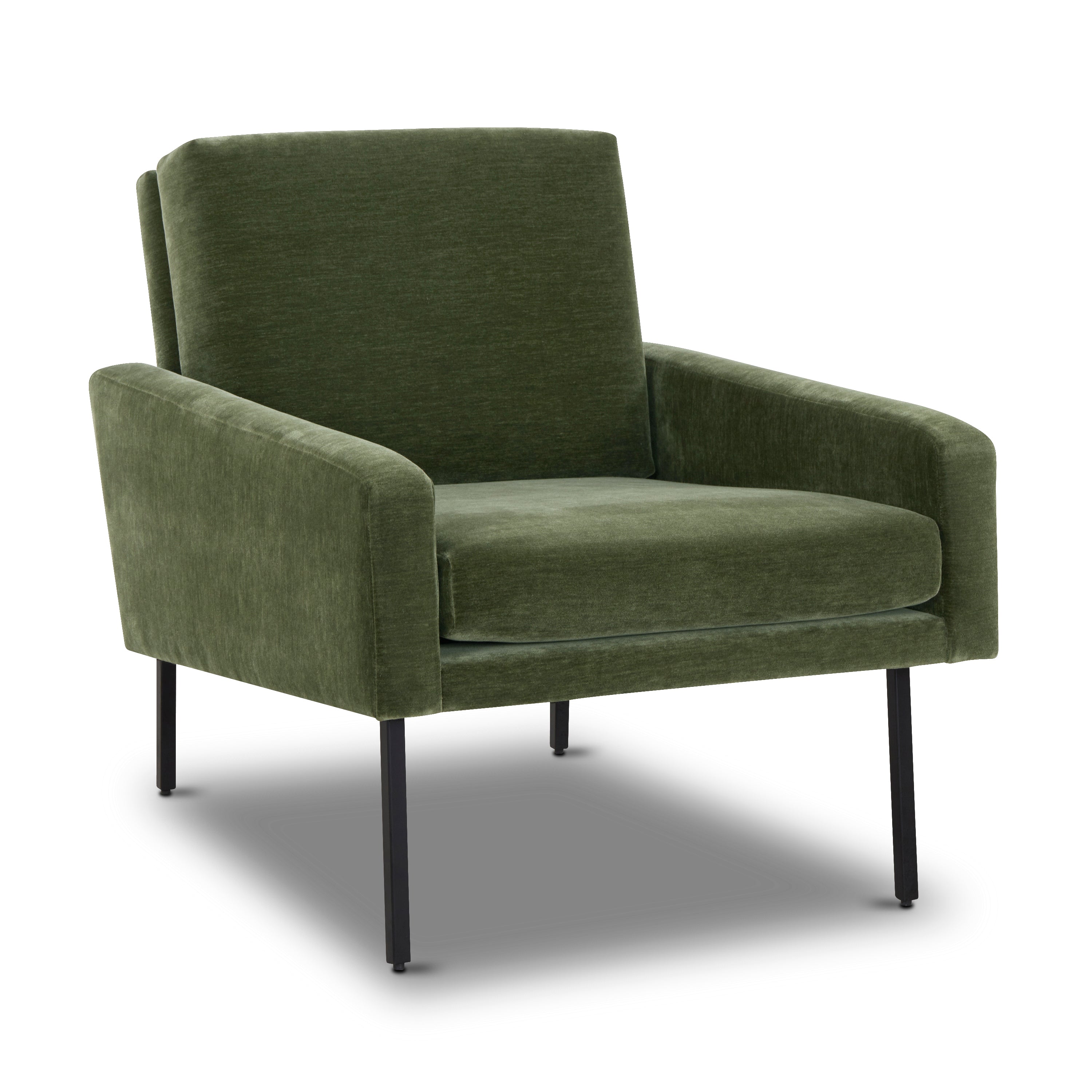 Mid-Century Modern Sagano Green Lounge Chair with Kiln-Dried Wood
