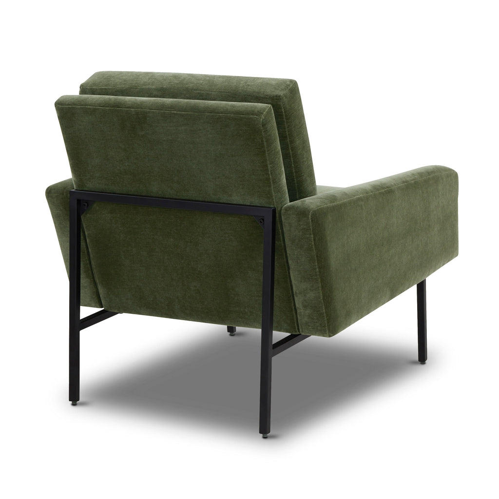 Mid-Century Modern Sagano Green Lounge Chair with Kiln-Dried Wood