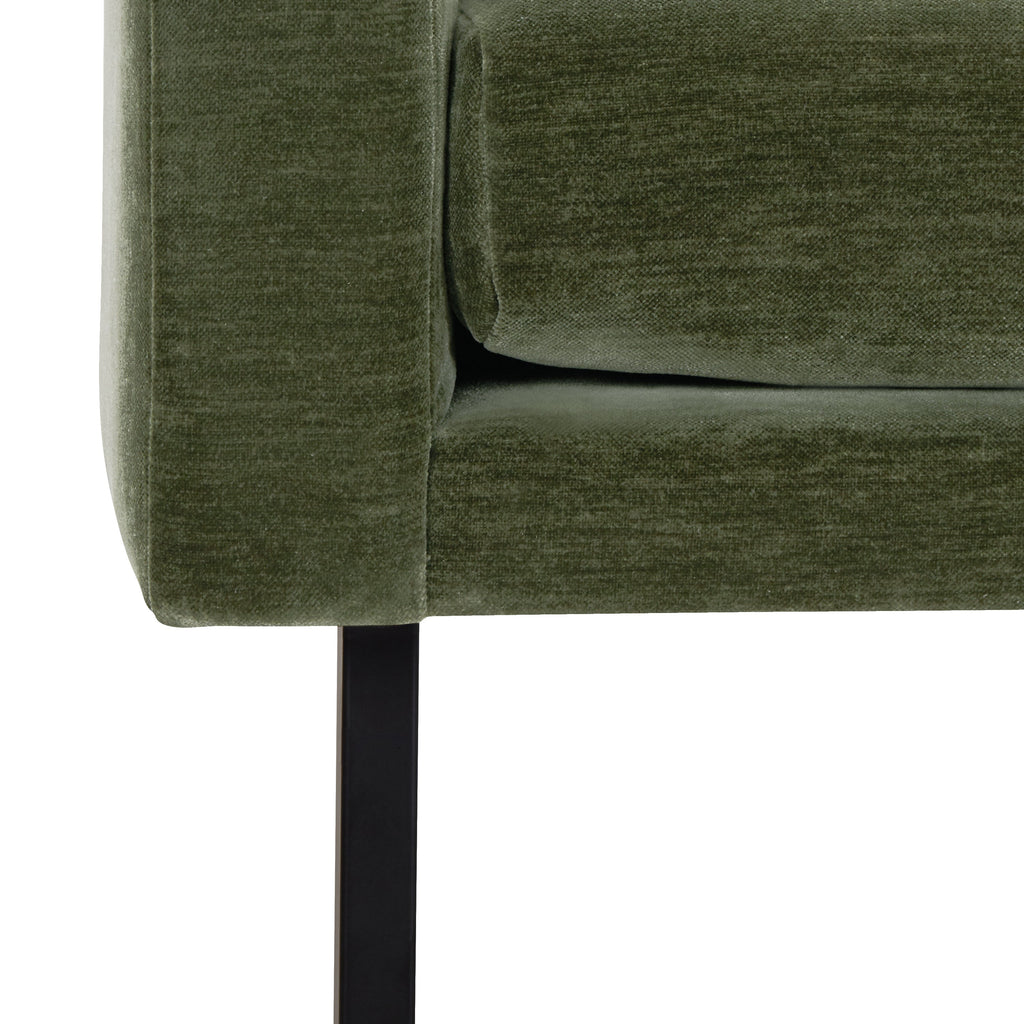 Mid-Century Modern Sagano Green Lounge Chair with Kiln-Dried Wood