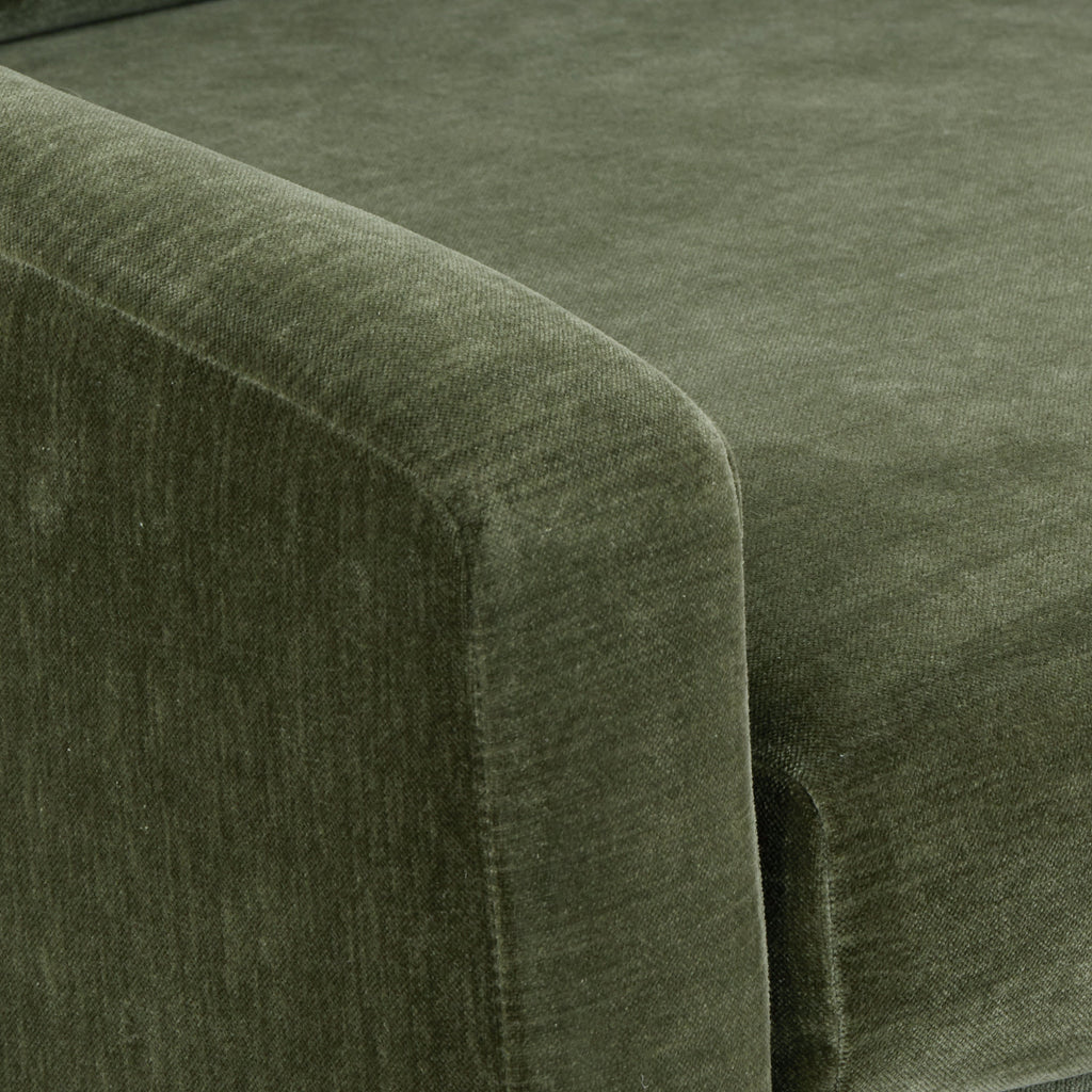 Mid-Century Modern Sagano Green Lounge Chair with Kiln-Dried Wood