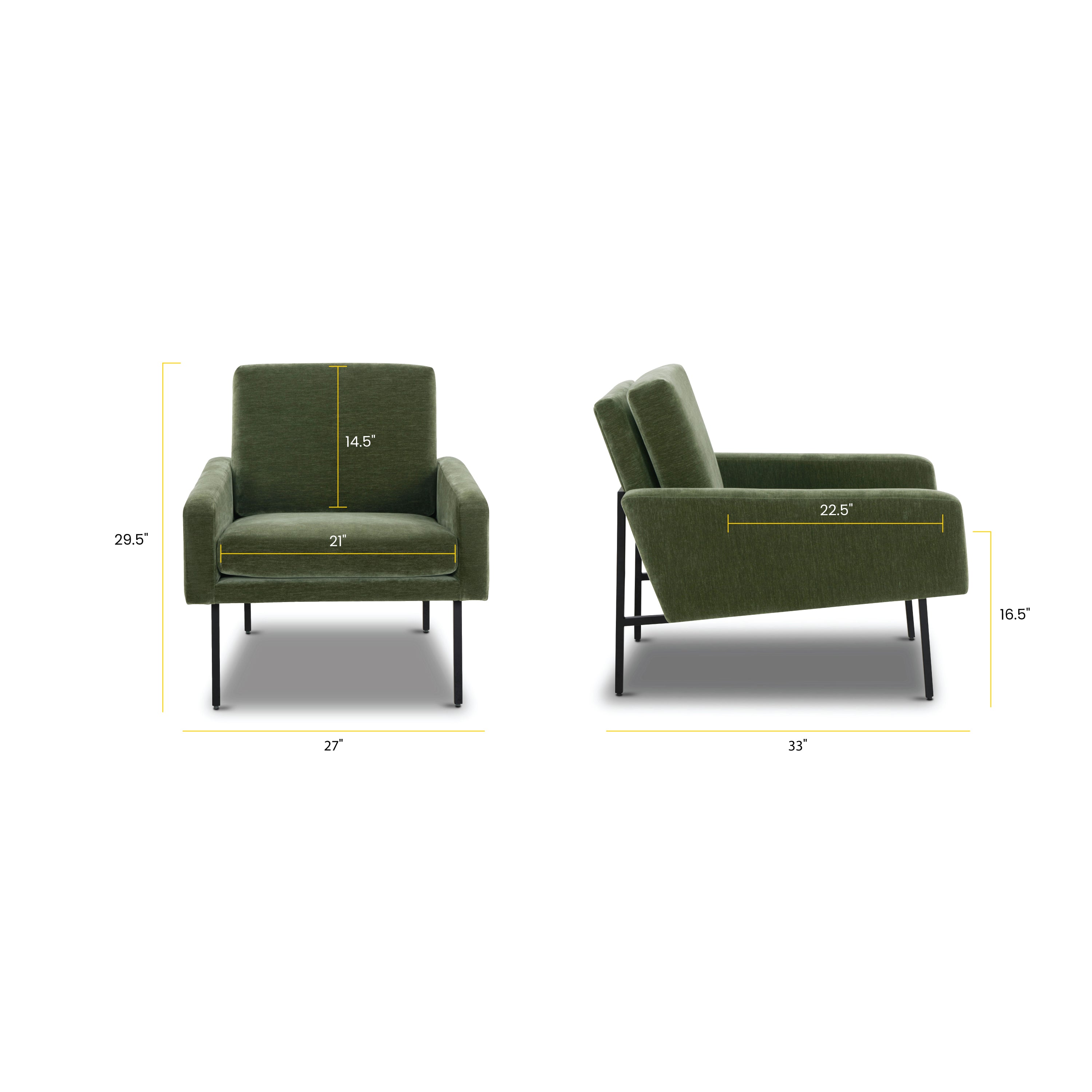Mid-Century Modern Sagano Green Lounge Chair with Kiln-Dried Wood