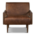Fauteuil moderne en cuir marron chocolat avec cadre en bois séché au four