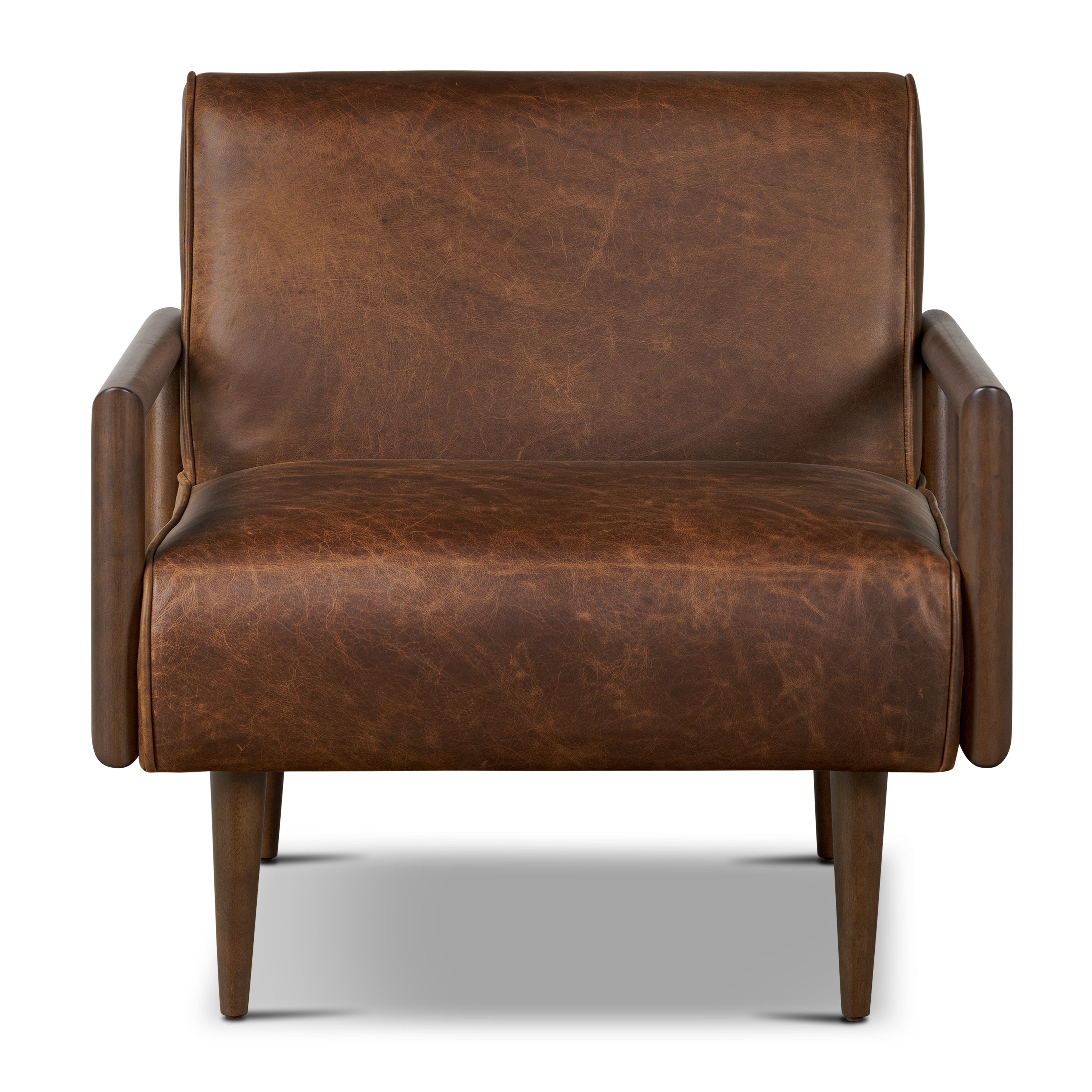 Modern Chocolate Brown Leather Lounge Chair with Kiln-Dried Wood Frame