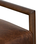 Fauteuil moderne en cuir marron chocolat avec cadre en bois séché au four
