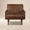 Modern Chocolate Brown Leather Lounge Chair with Kiln-Dried Wood Frame