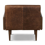 Fauteuil moderne en cuir marron chocolat avec cadre en bois séché au four