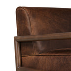 Fauteuil moderne en cuir marron chocolat avec cadre en bois séché au four