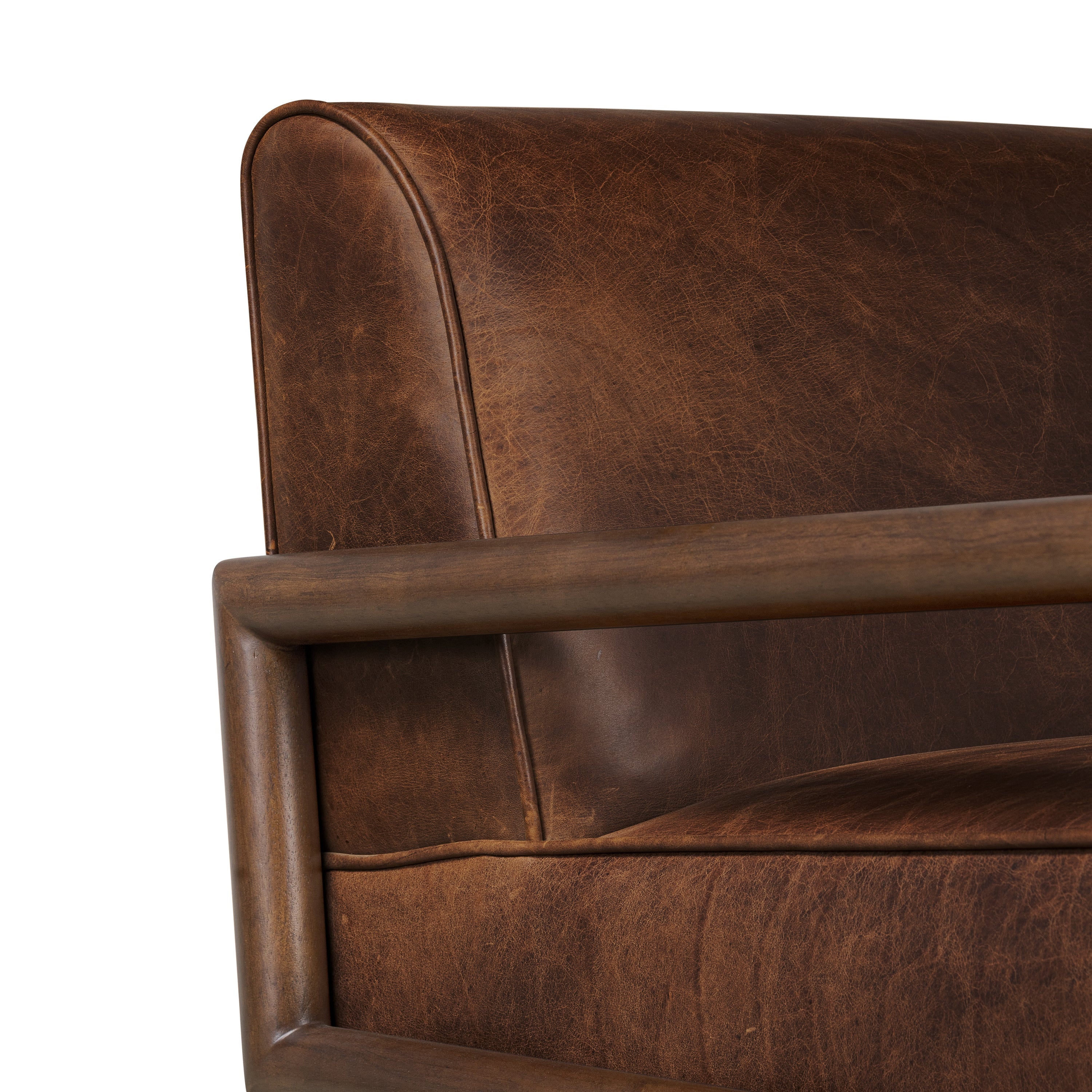 Modern Chocolate Brown Leather Lounge Chair with Kiln-Dried Wood Frame