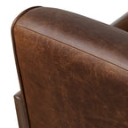 Fauteuil moderne en cuir marron chocolat avec cadre en bois séché au four