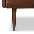 Fauteuil moderne en cuir marron chocolat avec cadre en bois séché au four