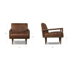 Fauteuil moderne en cuir marron chocolat avec cadre en bois séché au four