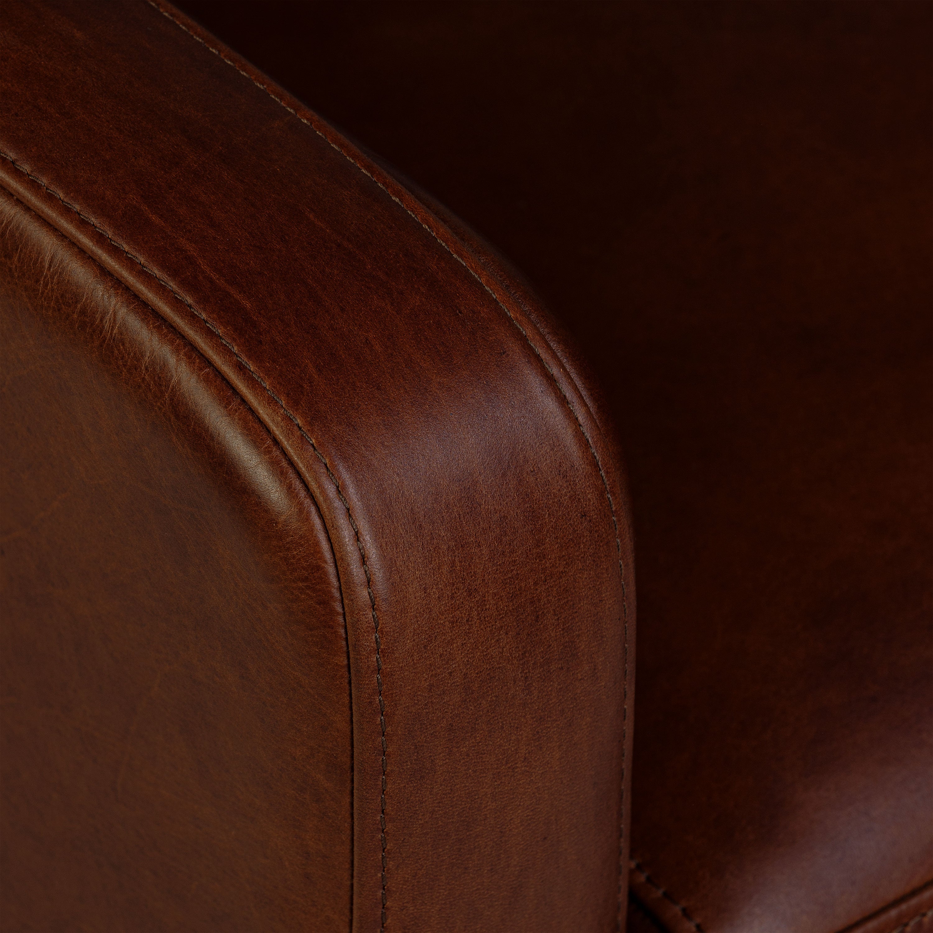 Mid-Century Modern Oscuro Brown Leather Lounge Chair with Tufted Back