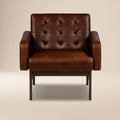 Mid-Century Modern Oscuro Brown Leather Lounge Chair with Tufted Back