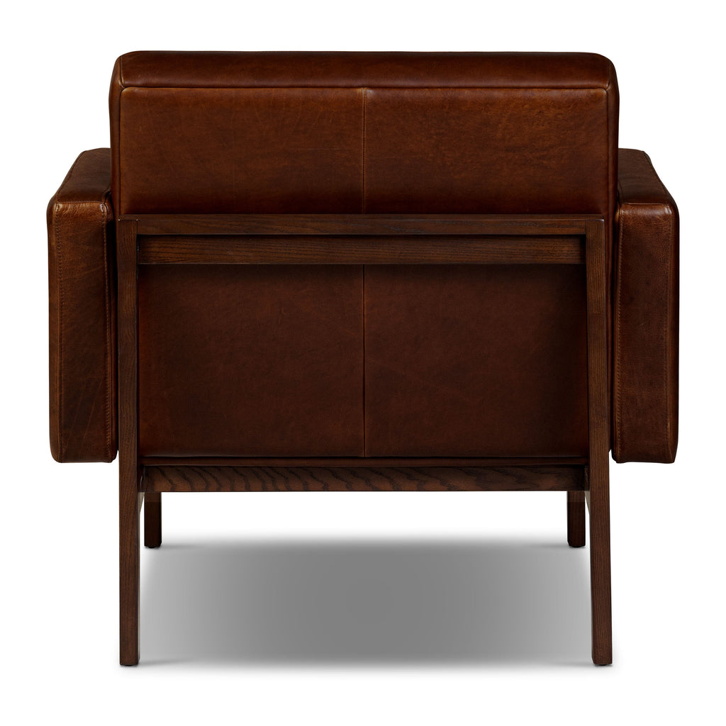 Mid-Century Modern Oscuro Brown Leather Lounge Chair with Tufted Back
