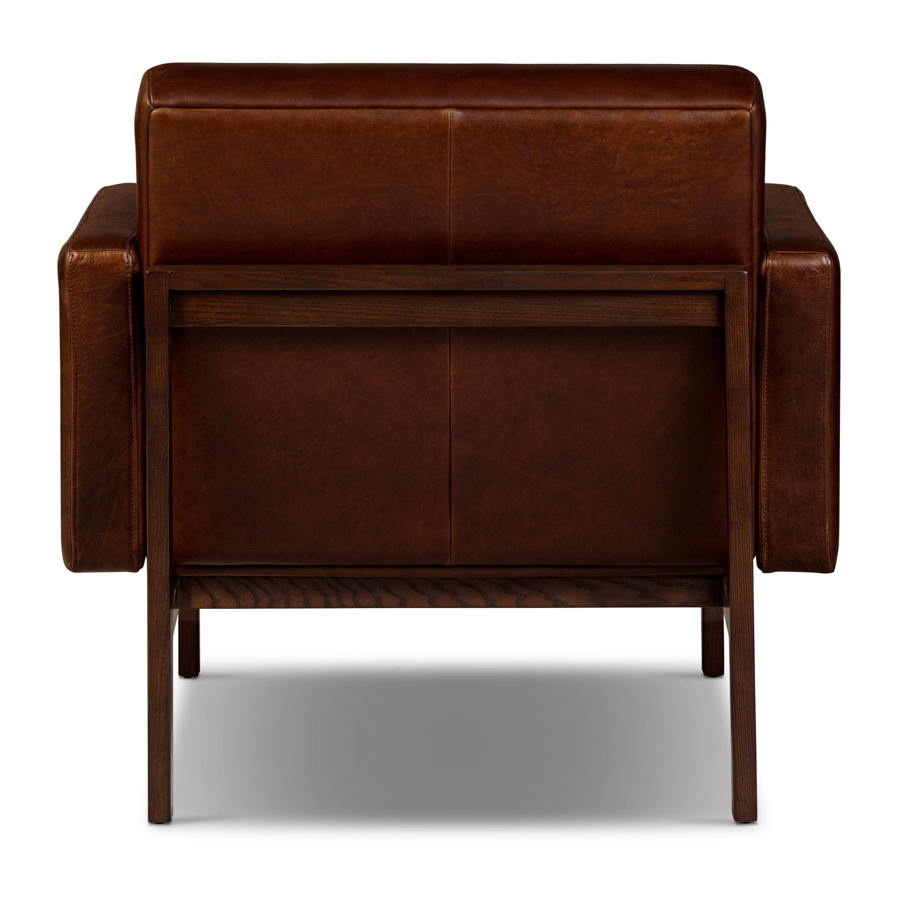 Mid-Century Modern Oscuro Brown Leather Lounge Chair with Tufted Back
