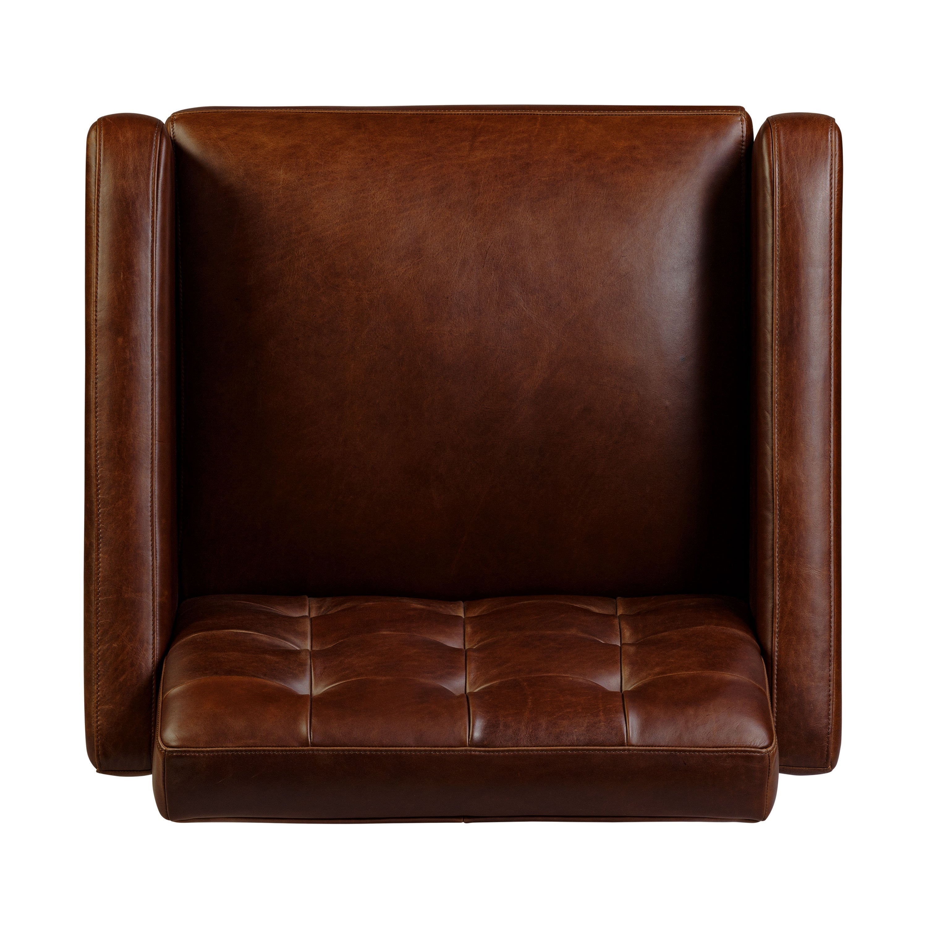 Mid-Century Modern Oscuro Brown Leather Lounge Chair with Tufted Back
