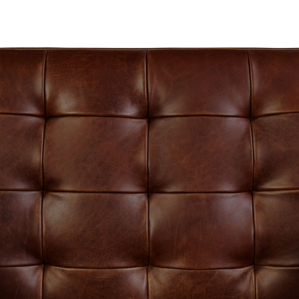 Mid-Century Modern Oscuro Brown Leather Lounge Chair with Tufted Back