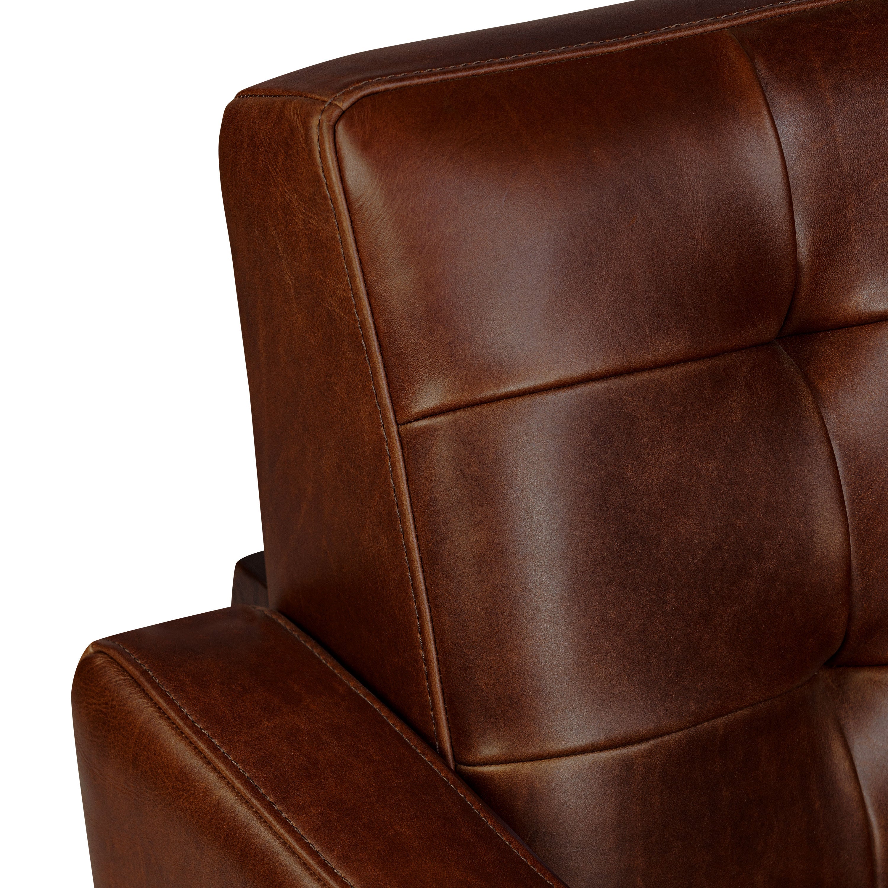 Mid-Century Modern Oscuro Brown Leather Lounge Chair with Tufted Back