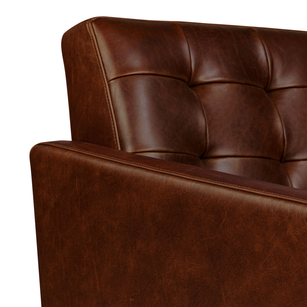 Mid-Century Modern Oscuro Brown Leather Lounge Chair with Tufted Back