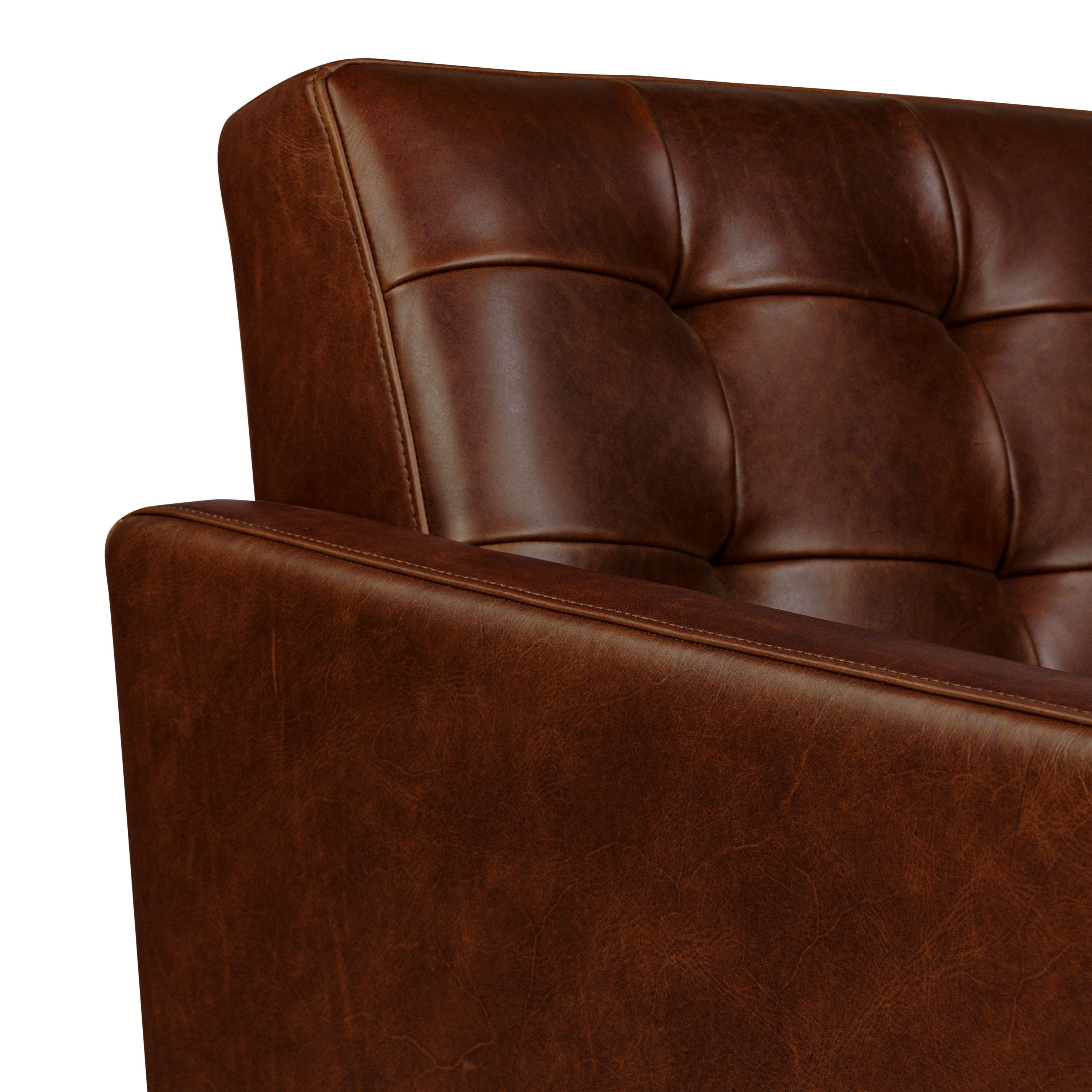 Mid-Century Modern Oscuro Brown Leather Lounge Chair with Tufted Back