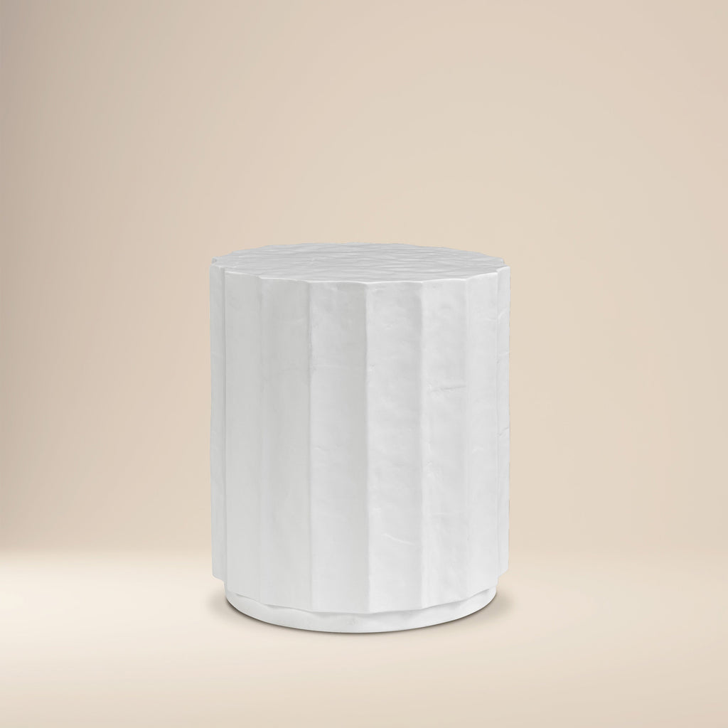 Modern Ivory Concrete Concrete Side Table with Weather-Resistant Build