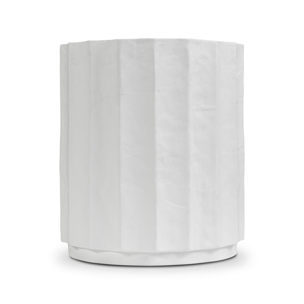 Modern Ivory Concrete Concrete Side Table with Weather-Resistant Build