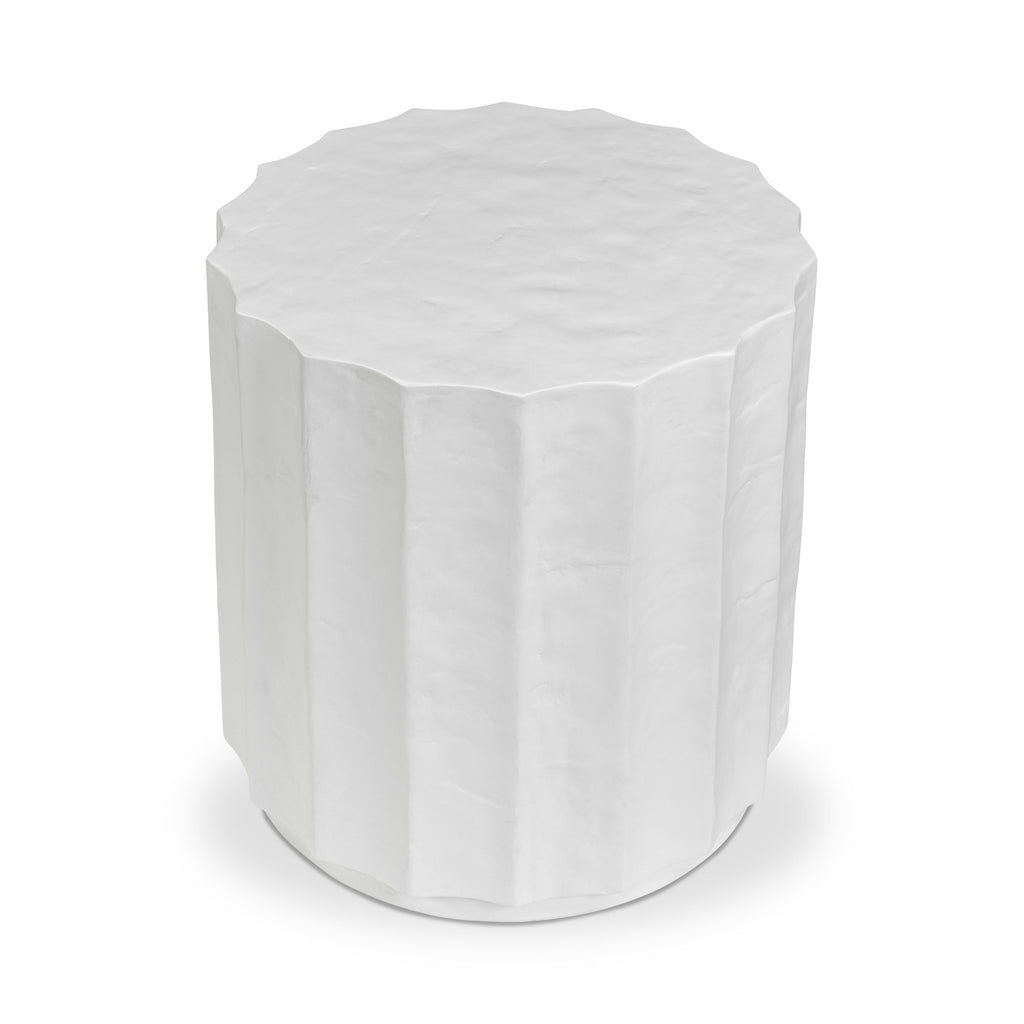 Modern Ivory Concrete Concrete Side Table with Weather-Resistant Build