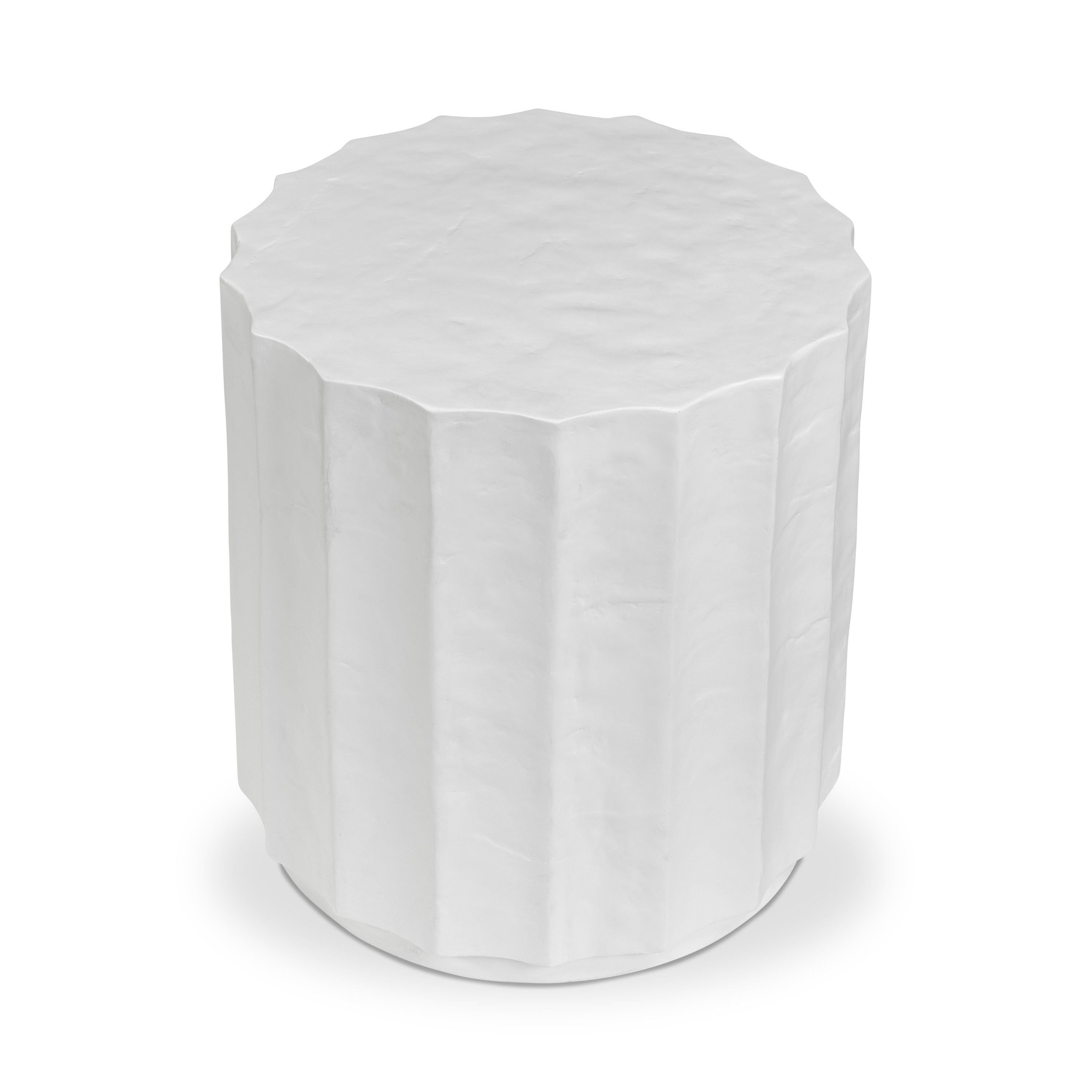 Modern Ivory Concrete Concrete Side Table with Weather-Resistant Build